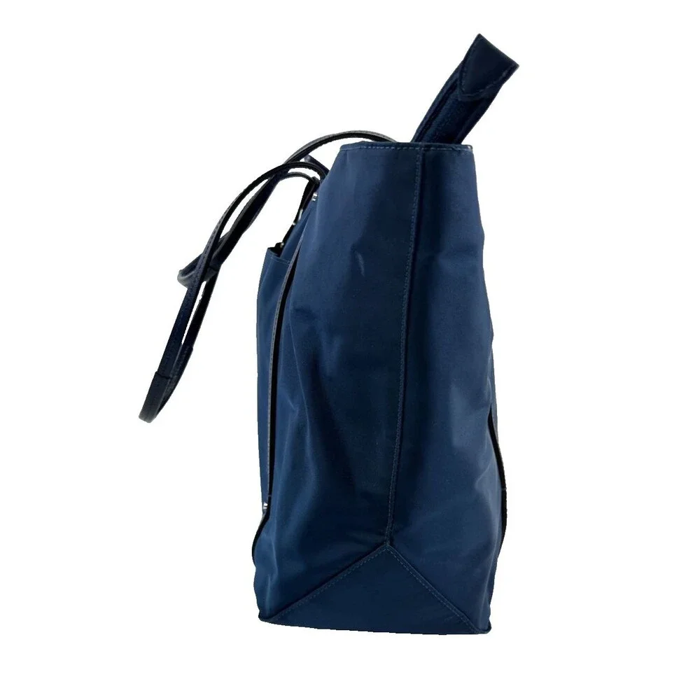TUMI Voyageur Q Tote Bag Navy‎ Nylon Double Leather Straps Travel Quality Large